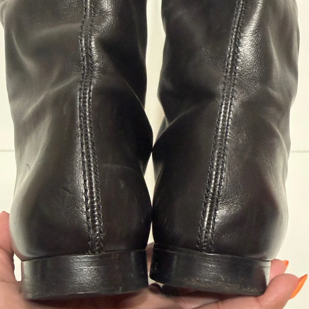 Sergio Rossi Knee High Tall Boots with Side Buckle Detail